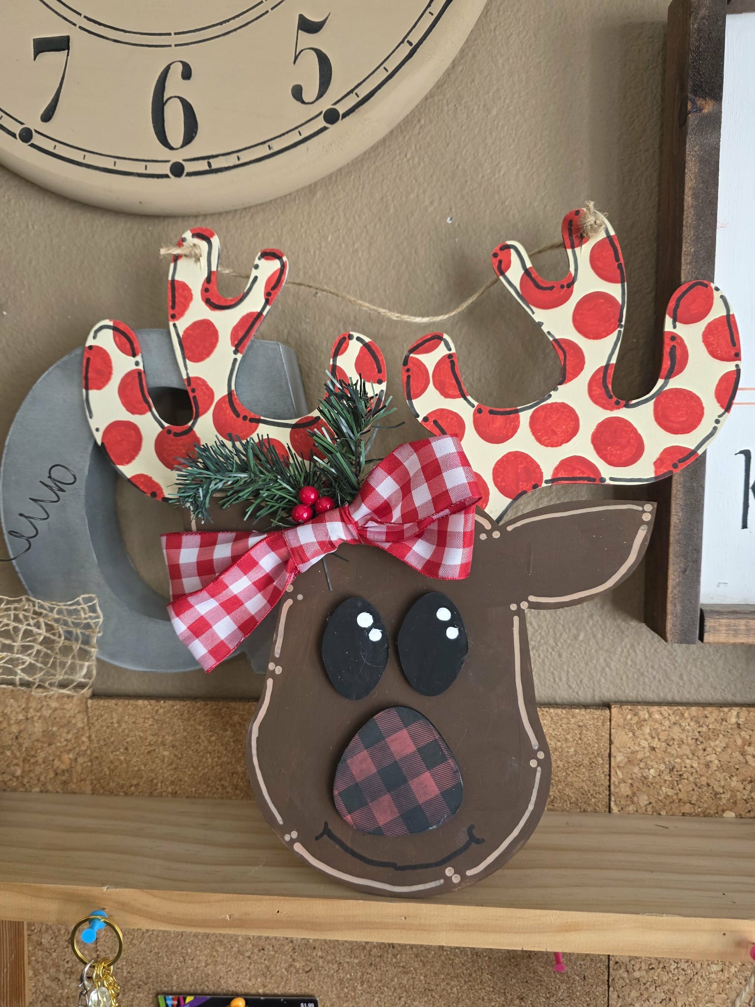 Pock a Dotted Reinderr Door Hanger